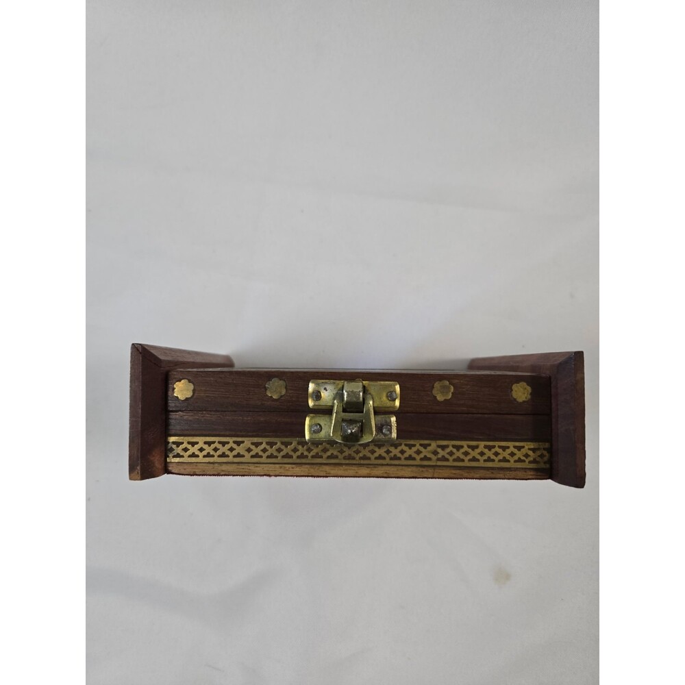 Indian Art Gemstone Painting Wooden Trinket Jewelry Box - Picture 2 of 4